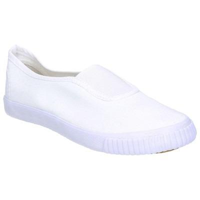 Mirak 6045/PSG27 white gusset plimsolls with a textile upper for comfort