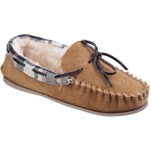 Cotswold Kilkenny women's tan suede lined slip-on moccasin classic slipper