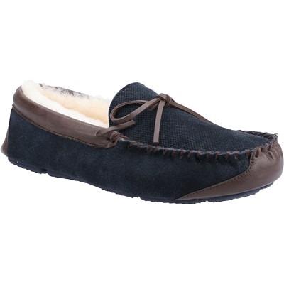 Cotswold Northwood men's navy suede sheepskin-lined moccasin classic slipper