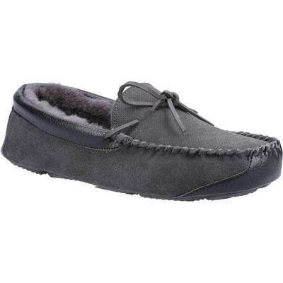 Cotswold Northwood men's grey suede sheepskin-lined moccasin classic slipper