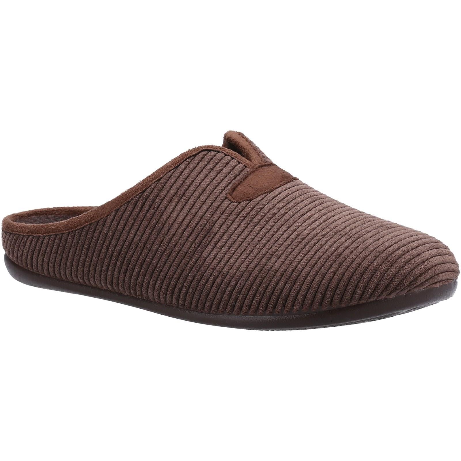 Cotswold Blackbird men's brown luxury knit-weave warm lined mule slipper