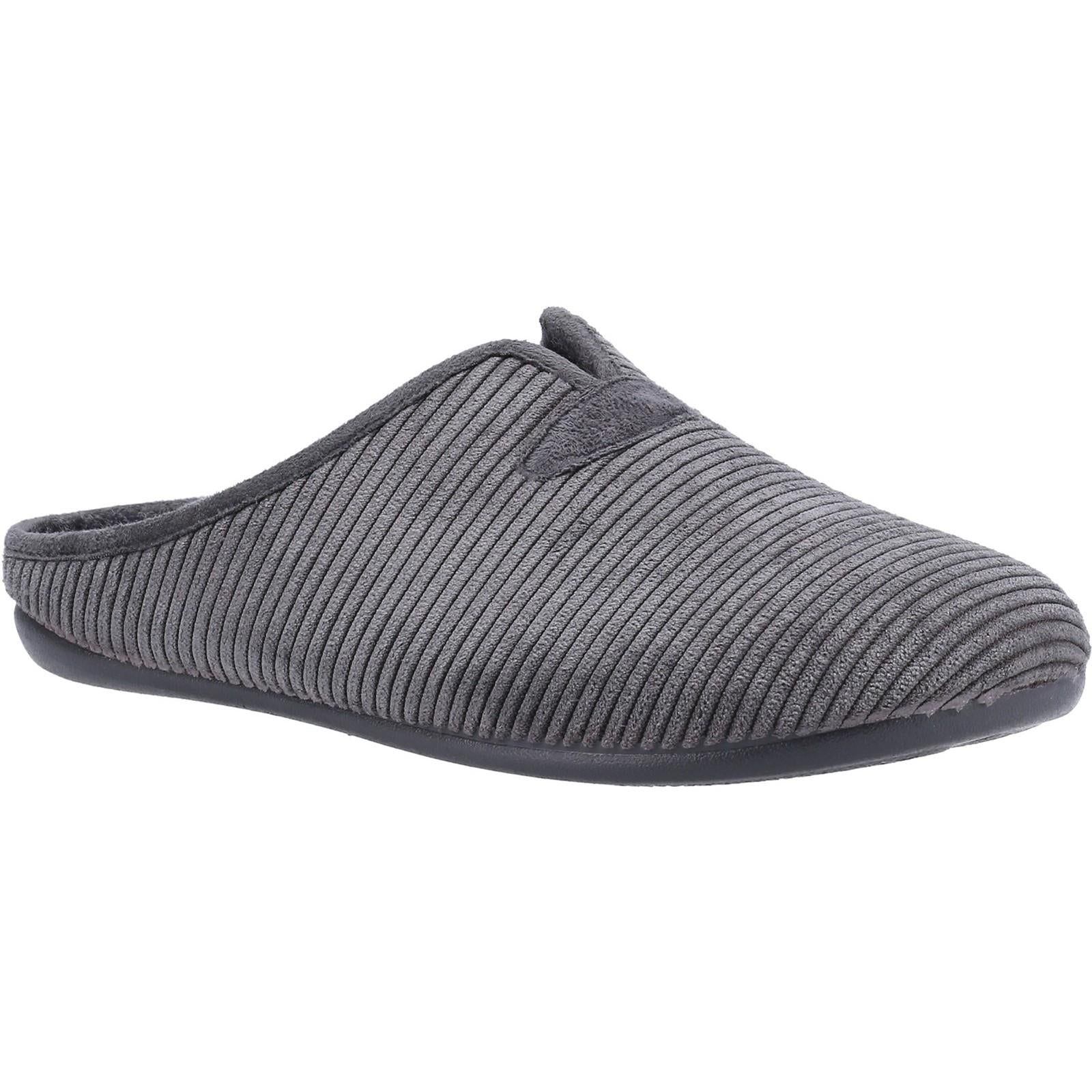 Cotswold Blackbird men's grey luxury knit-weave warm lined mule slipper