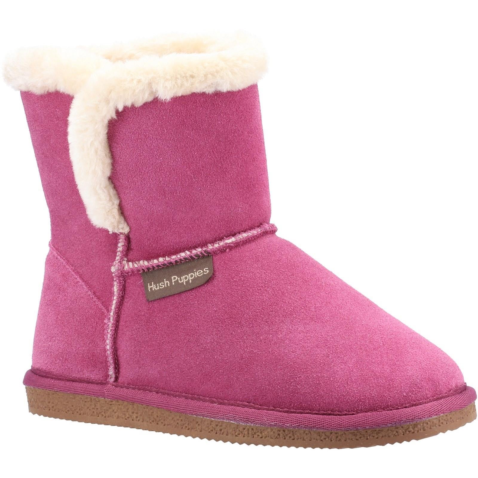 Hush Puppies Ashleigh rose pink memory foam warm fur lined slipper boots