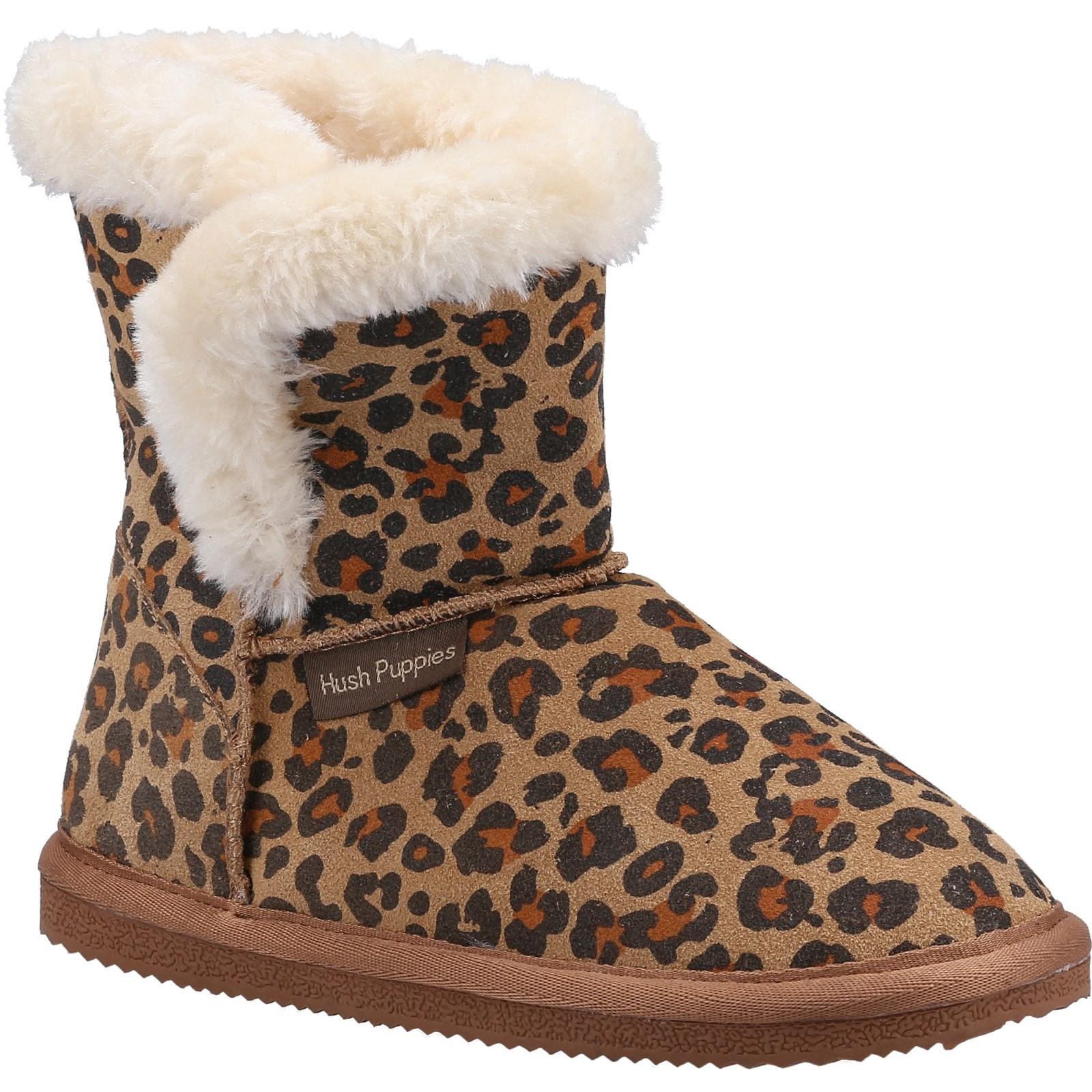 Hush Puppies Ashlynn leopard real suede classic boot style slipper