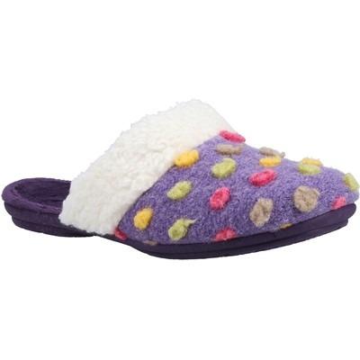 Fleet & Foster Sycamore purple decorative polka dot upper mule slipper