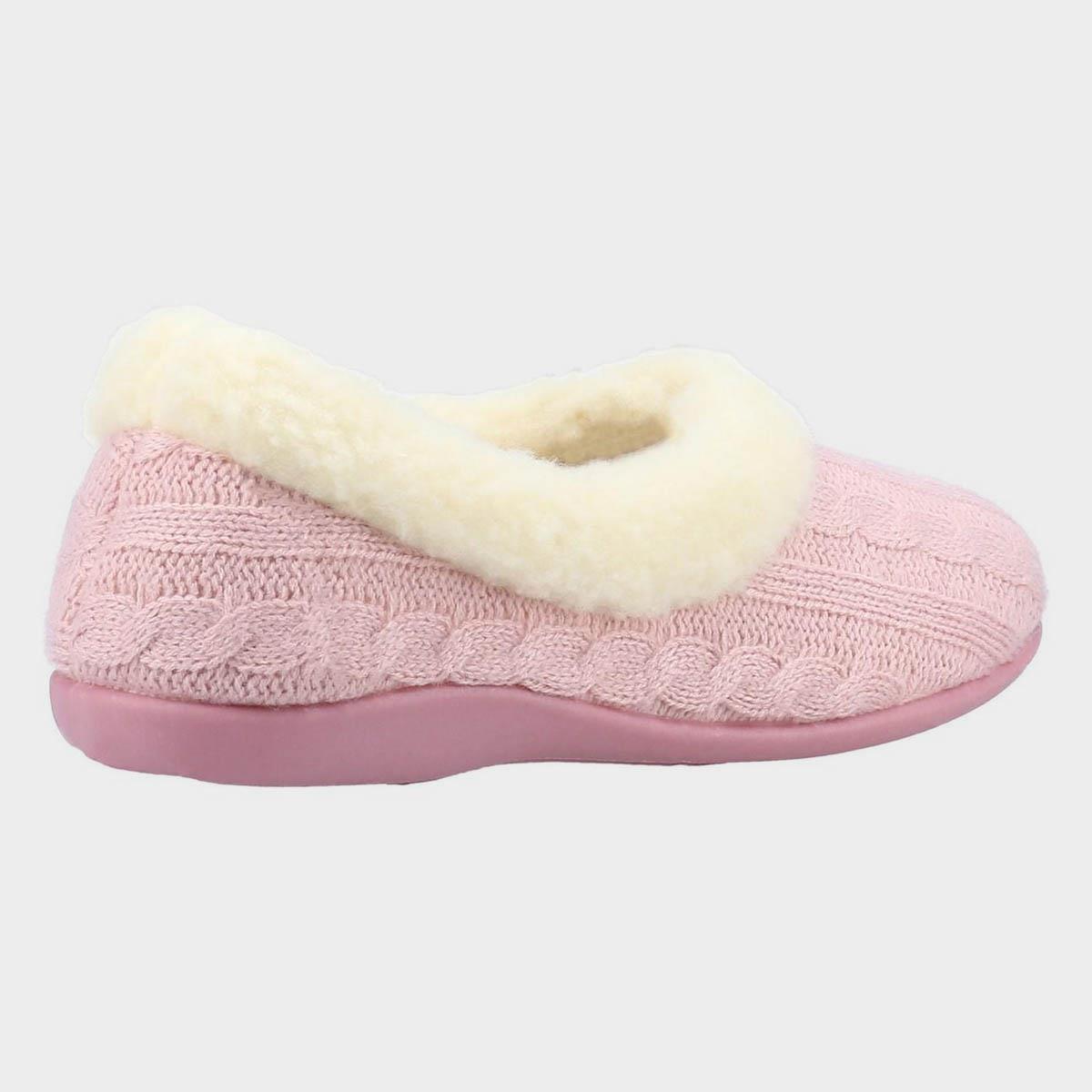 Fleet & Foster Sarina dark pink knitted warm lined memory foam slippers