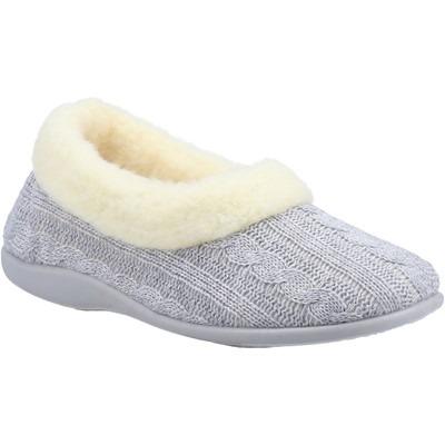 Fleet & Foster Sarina grey knitted warm lined memory foam slippers