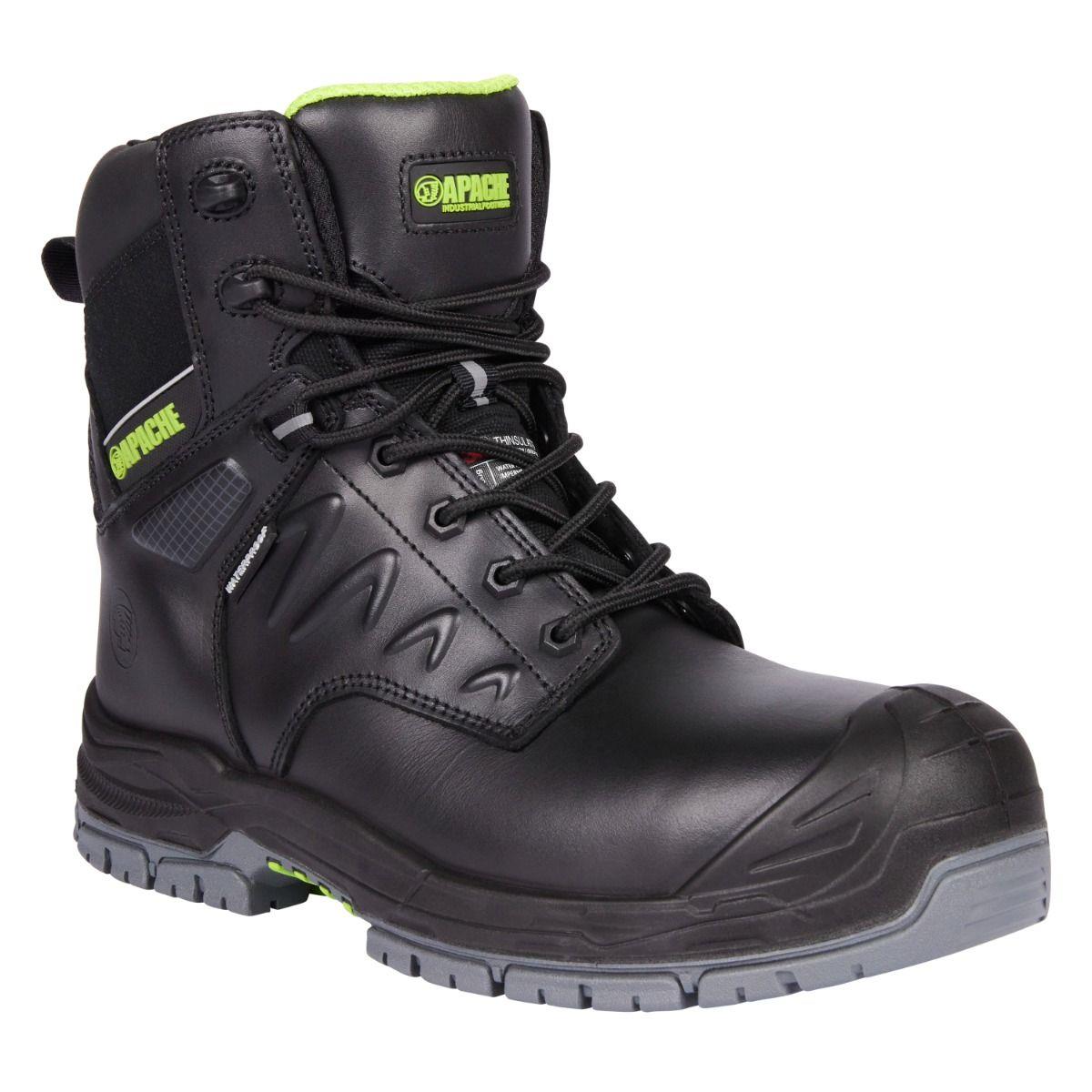 Apache Chilliwack S7 black waterproof non-metallic toe/midsole side-zip safety work boot