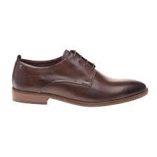 Base London Script brown leather men's washed lace-up rubber sole shoe