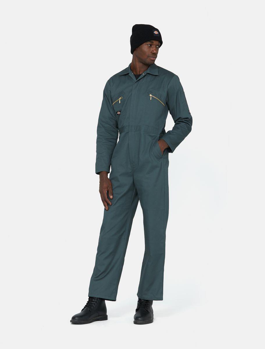Dickies Redhawk green polycotton zip-front multi-pocket work coverall