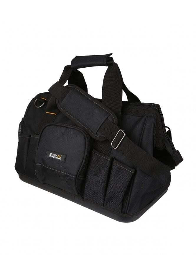 Regatta 16" black multi-pocket recycled polyester zip-closure work tool bag #TRB080