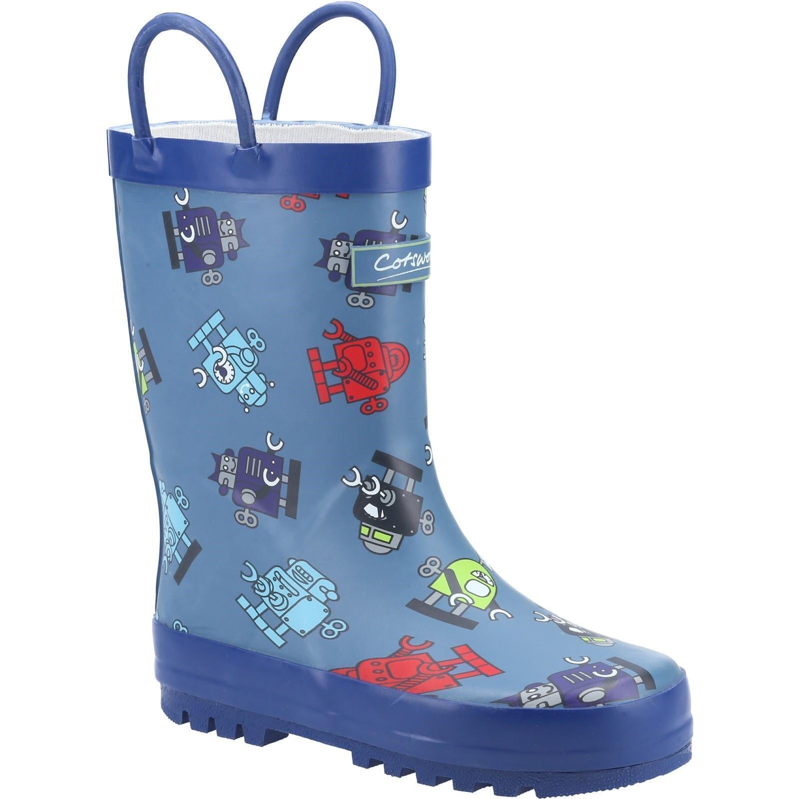 Cotswold Puddle Robot kid's rubber waterproof pull-on wellington boot
