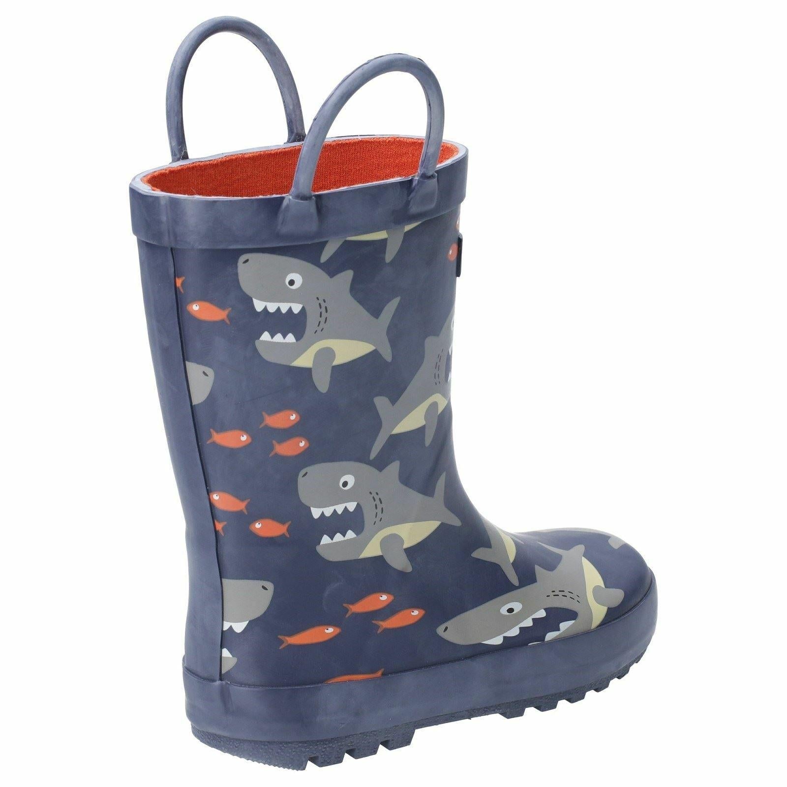 Cotswold Puddle Shark kid's rubber waterproof pull-on wellington boot