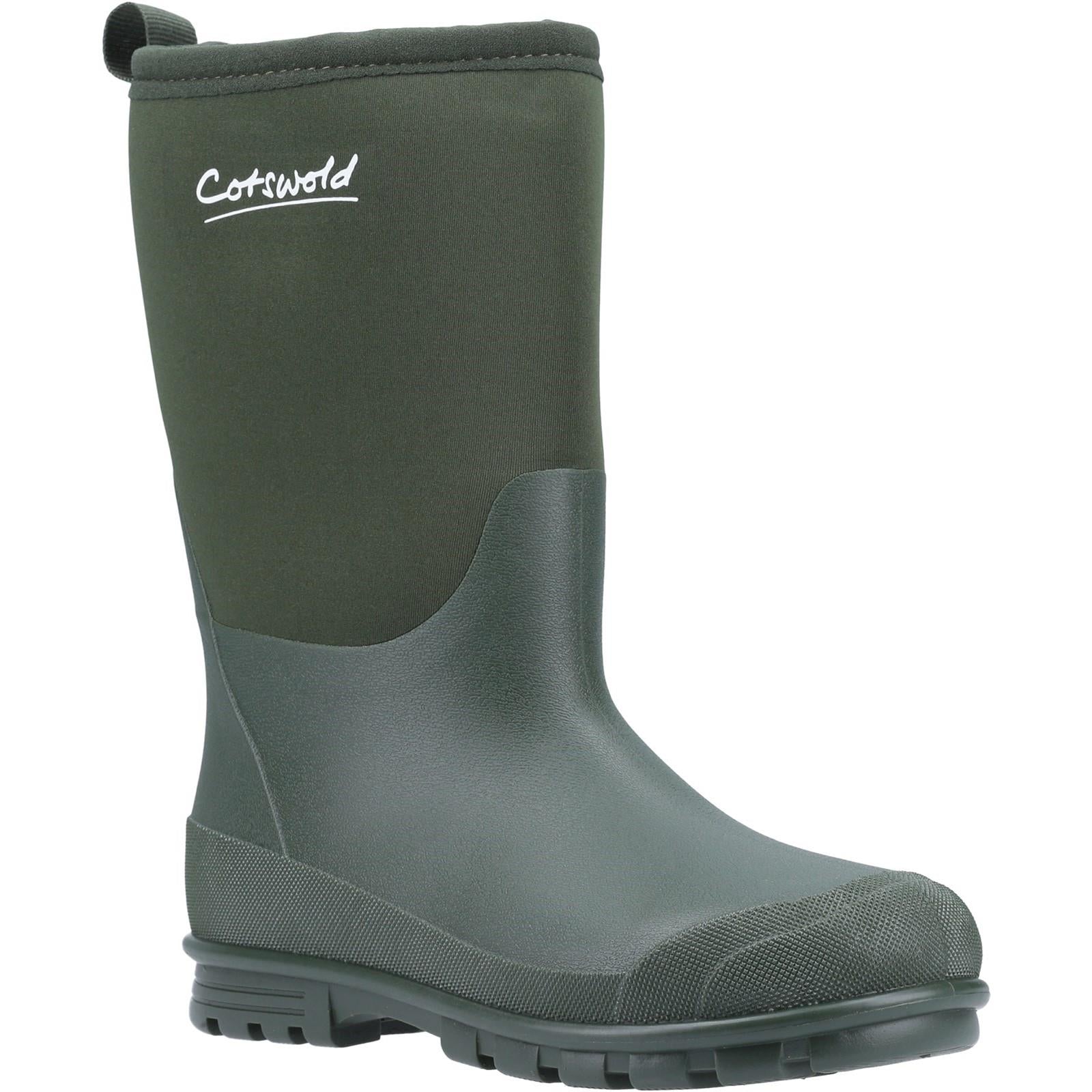 Cotswold Hilly green neoprene kid's waterproof wellington boot