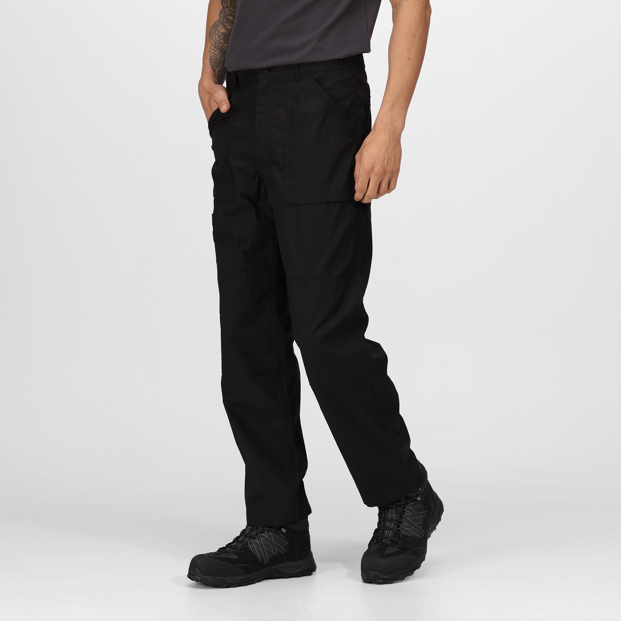 Regatta Lined Action black men's water-repellent warm-insulated multi-pocket work  trouser #TRJ331