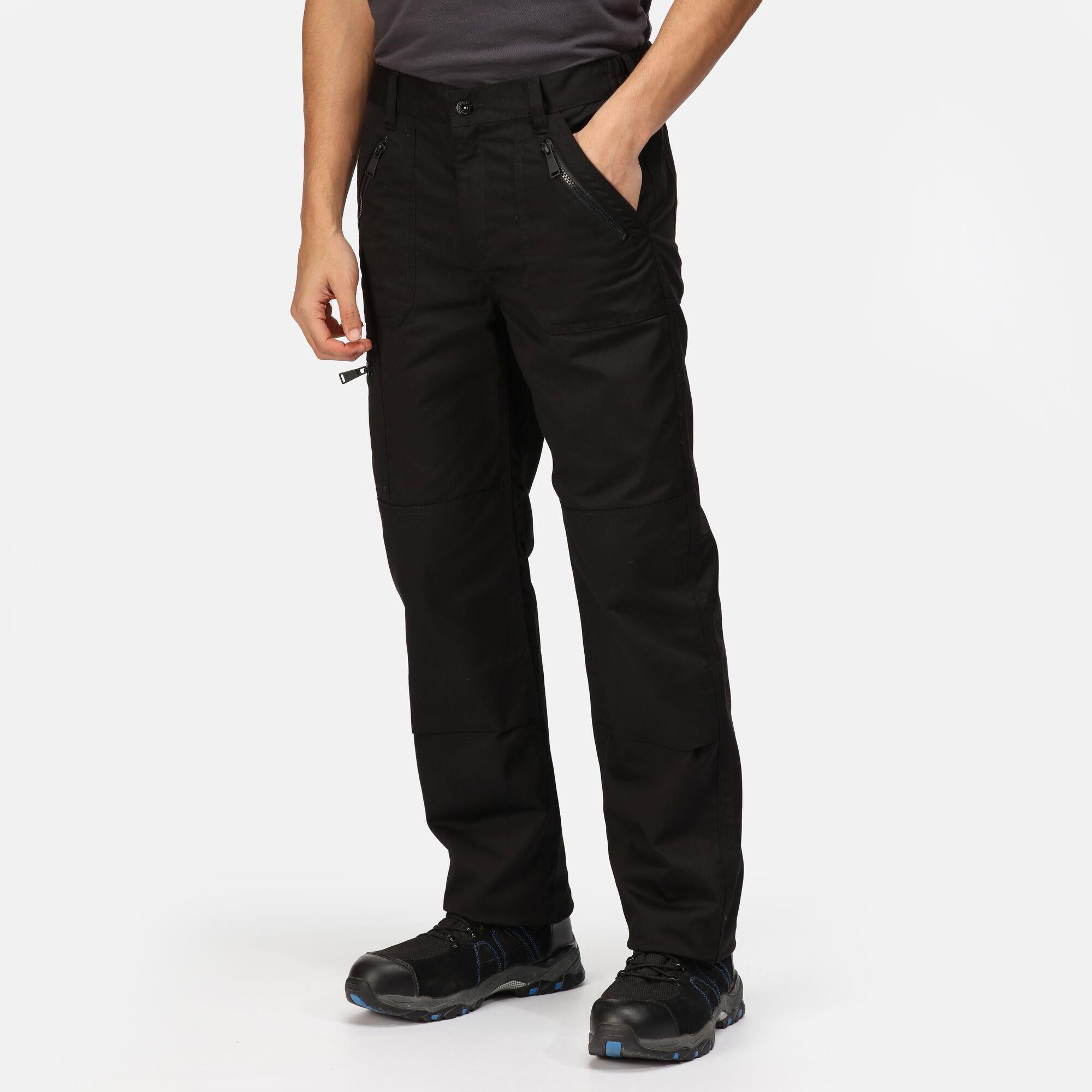 Regatta Pro Action black men's multi zip pocket water-repellent work trouser #TRJ600