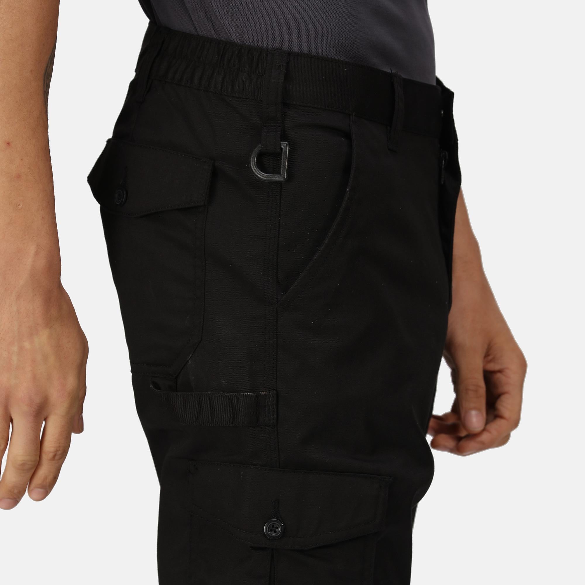Regatta Pro Cargo black men's water-repellent polycotton work trouser #TRJ500