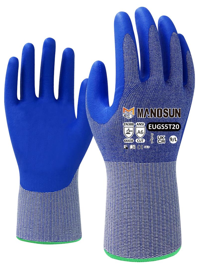 Manosun cut level E micro-foam nitrile touch screen compatible gloves size XL