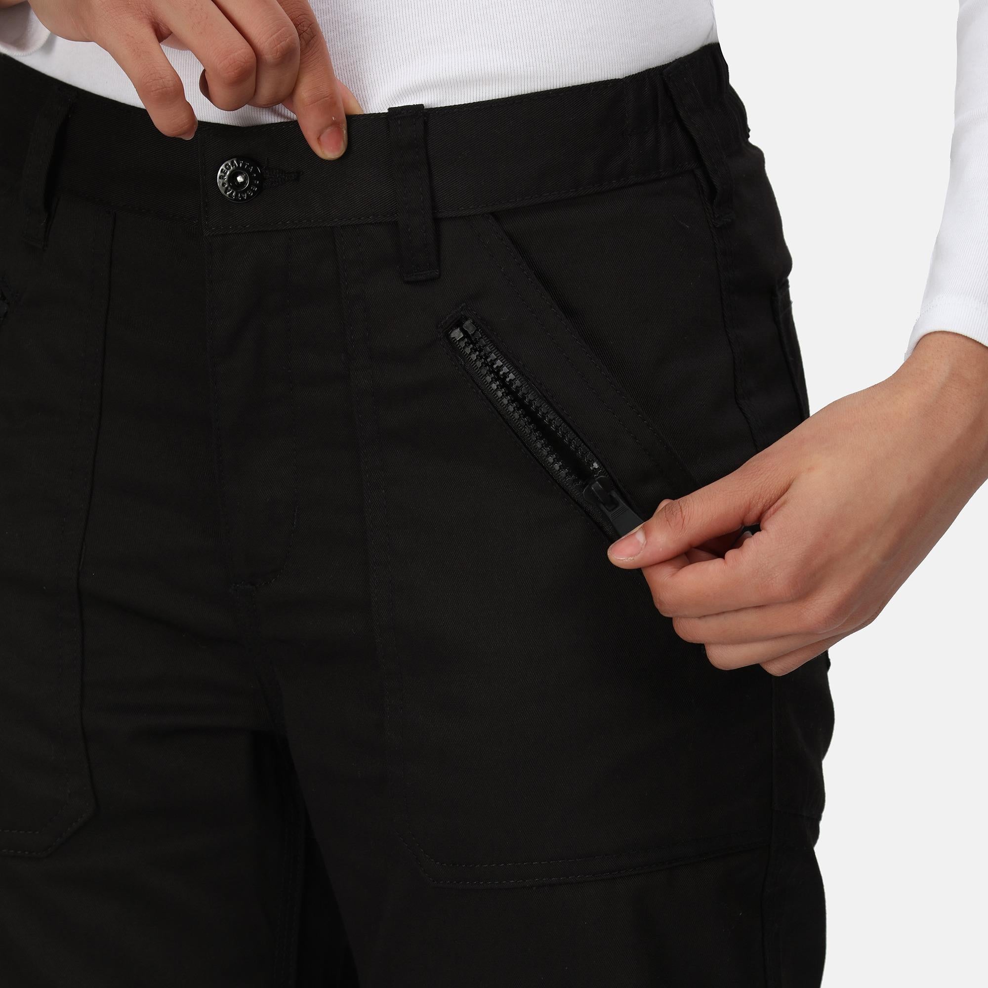 Regatta Pro Action black women's multi zip pocket work trouser #TRJ601