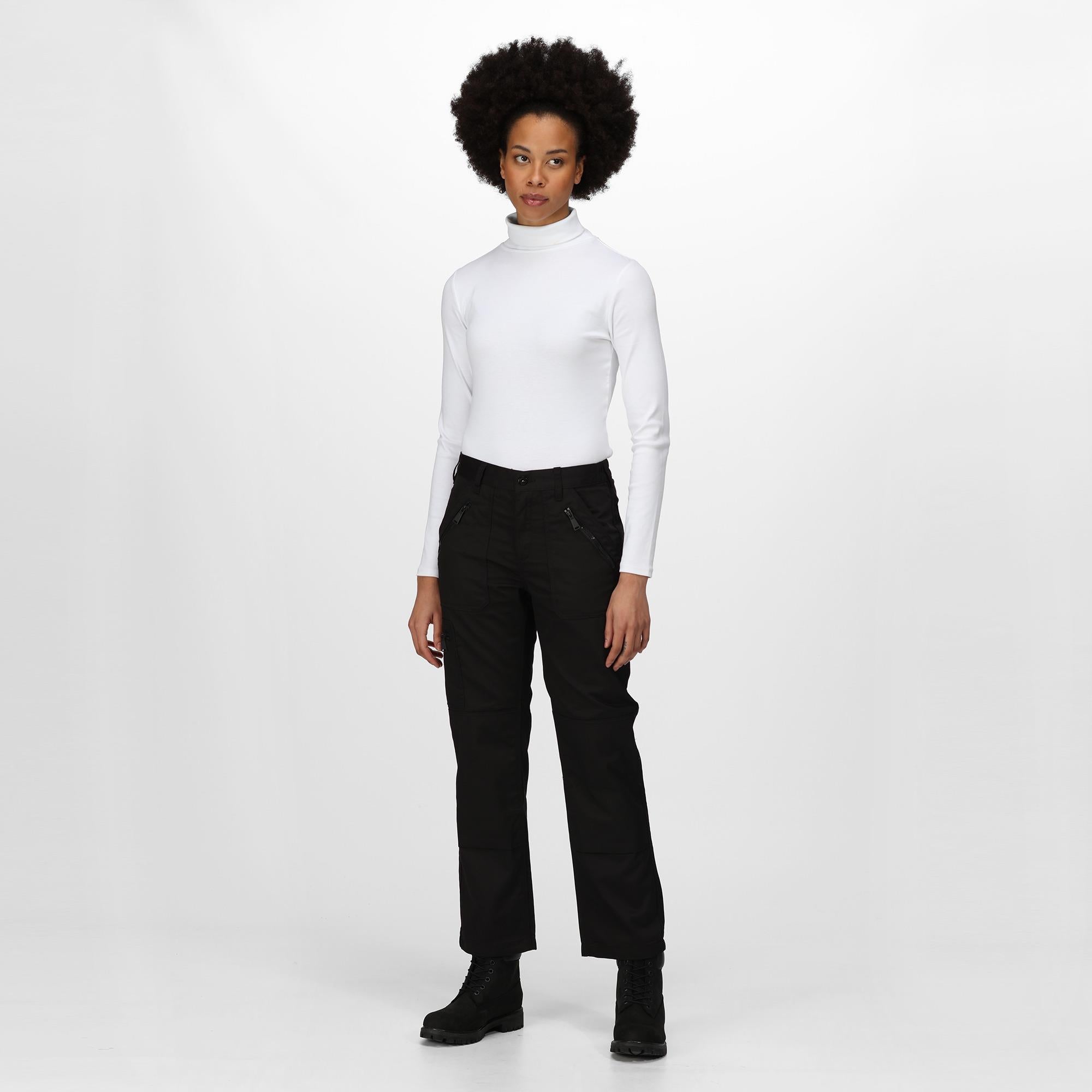 Regatta Pro Action black women's multi zip pocket work trouser #TRJ601