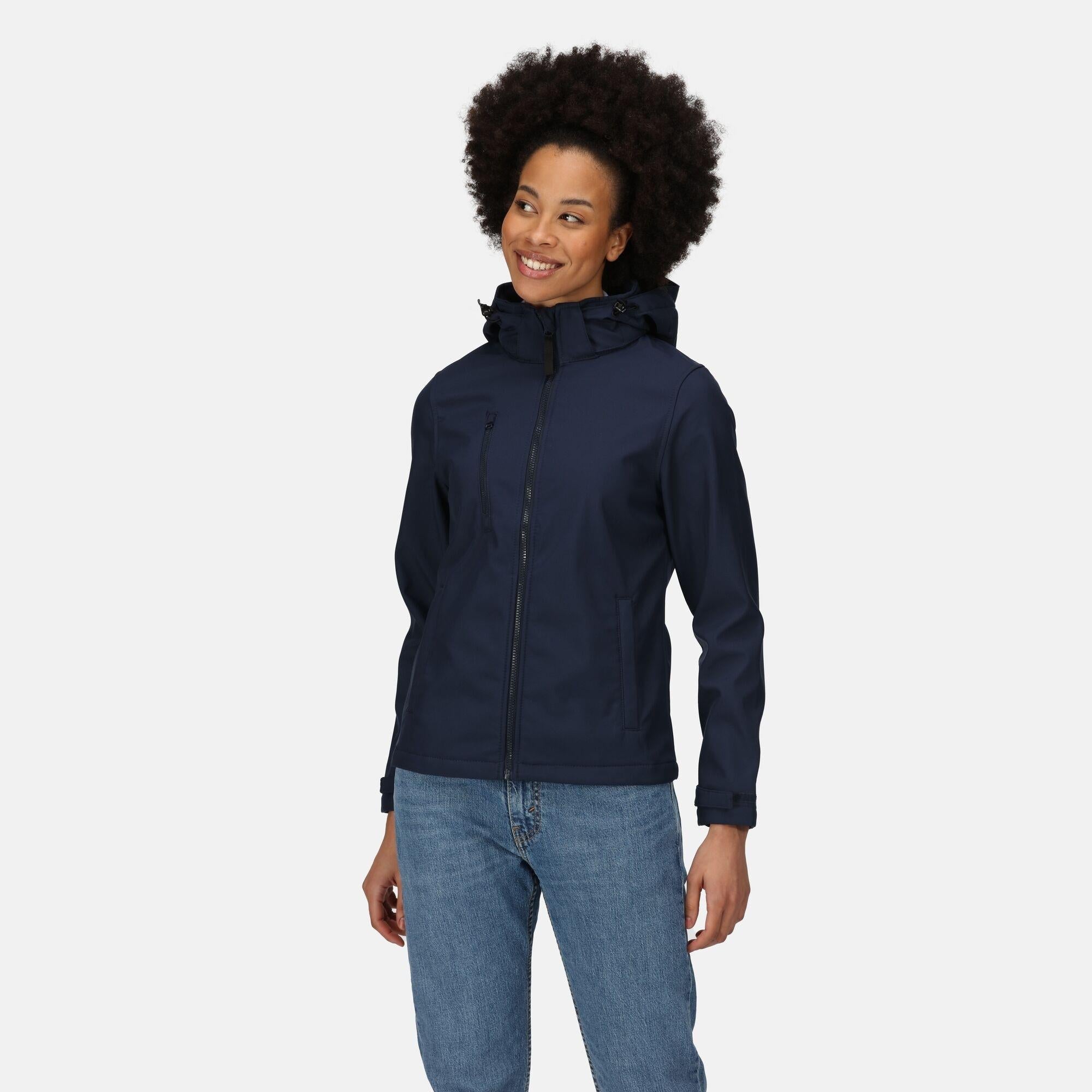 Regatta Venturer navy women's hooded softshell winter jacket #TRA702