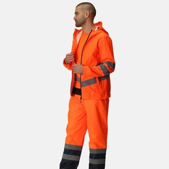 Regatta Pro Packaway orange men's hi-vis waterproof hooded jacket #TRW497