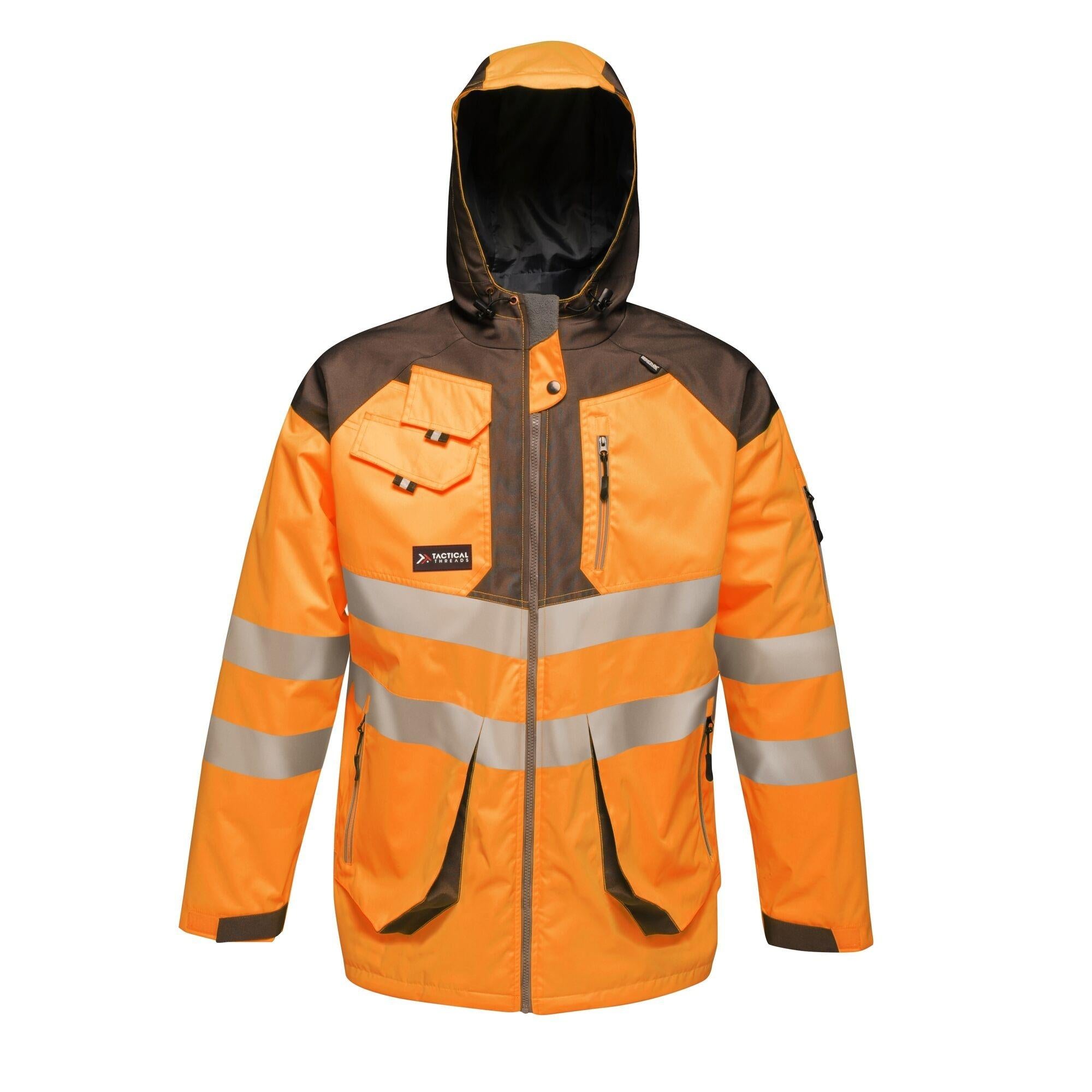 Regatta orange/grey hi-vis men's waterproof parka coat #TRA340