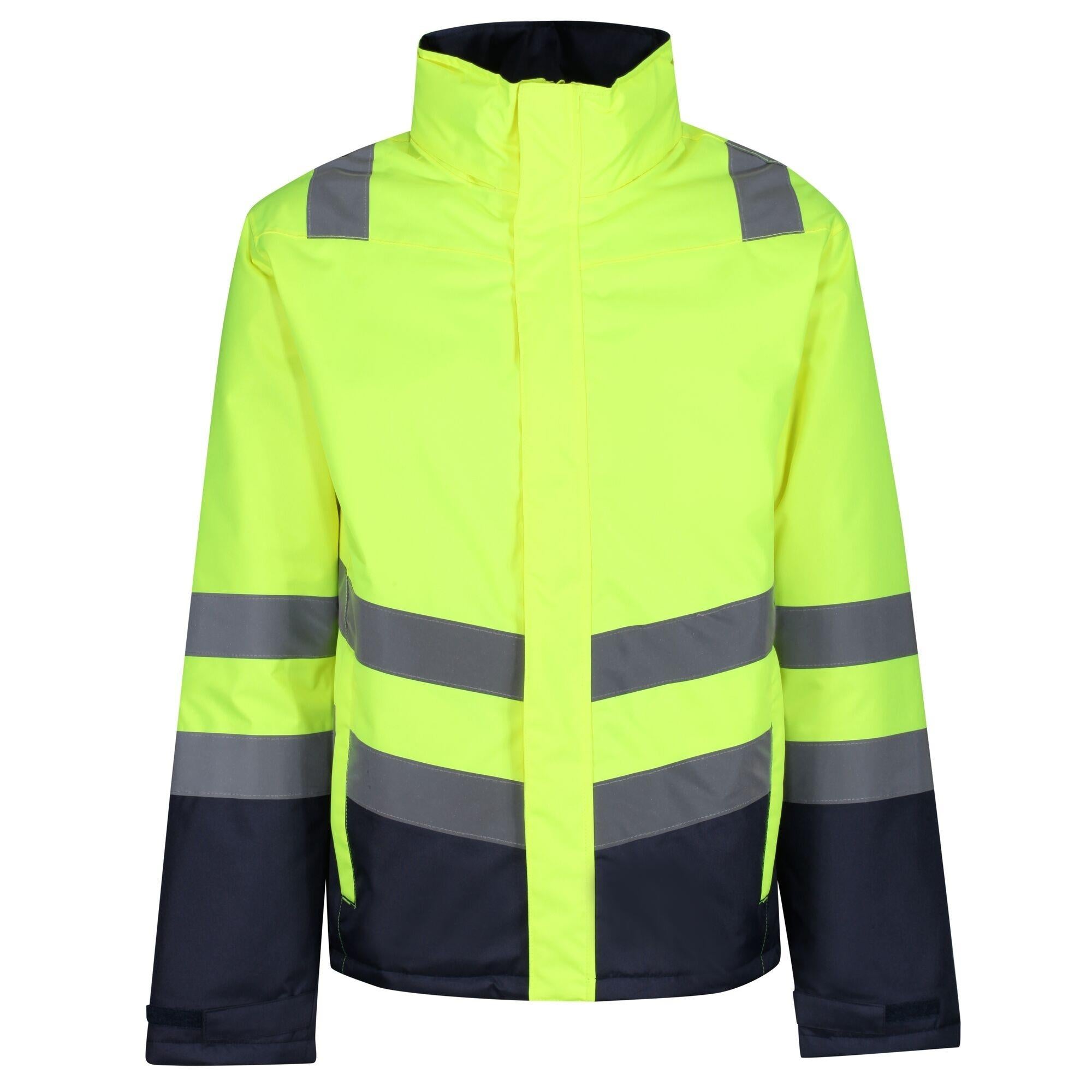 Regatta Pro yellow/navy men's hi-viz waterproof breathable jacket #TRA219