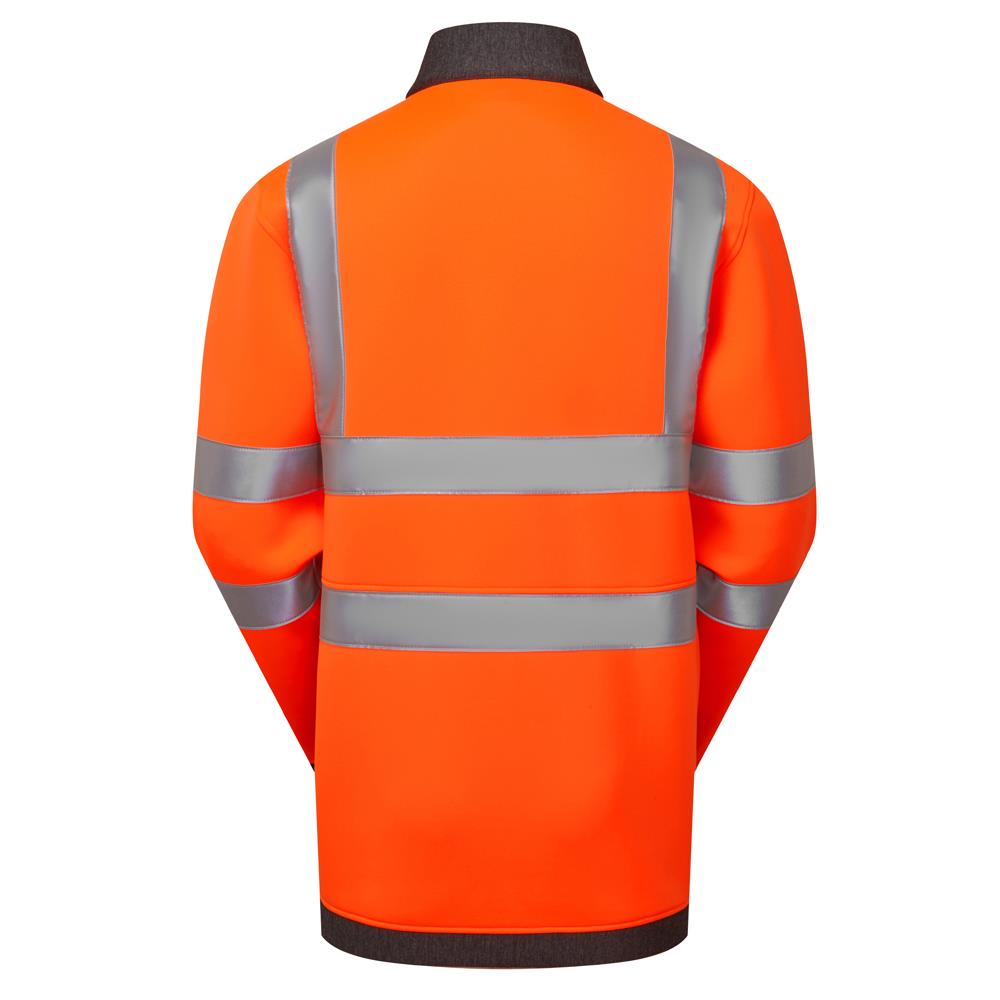 Leo Arganite EcoViz orange high visibility warm full zip work sweatshirt