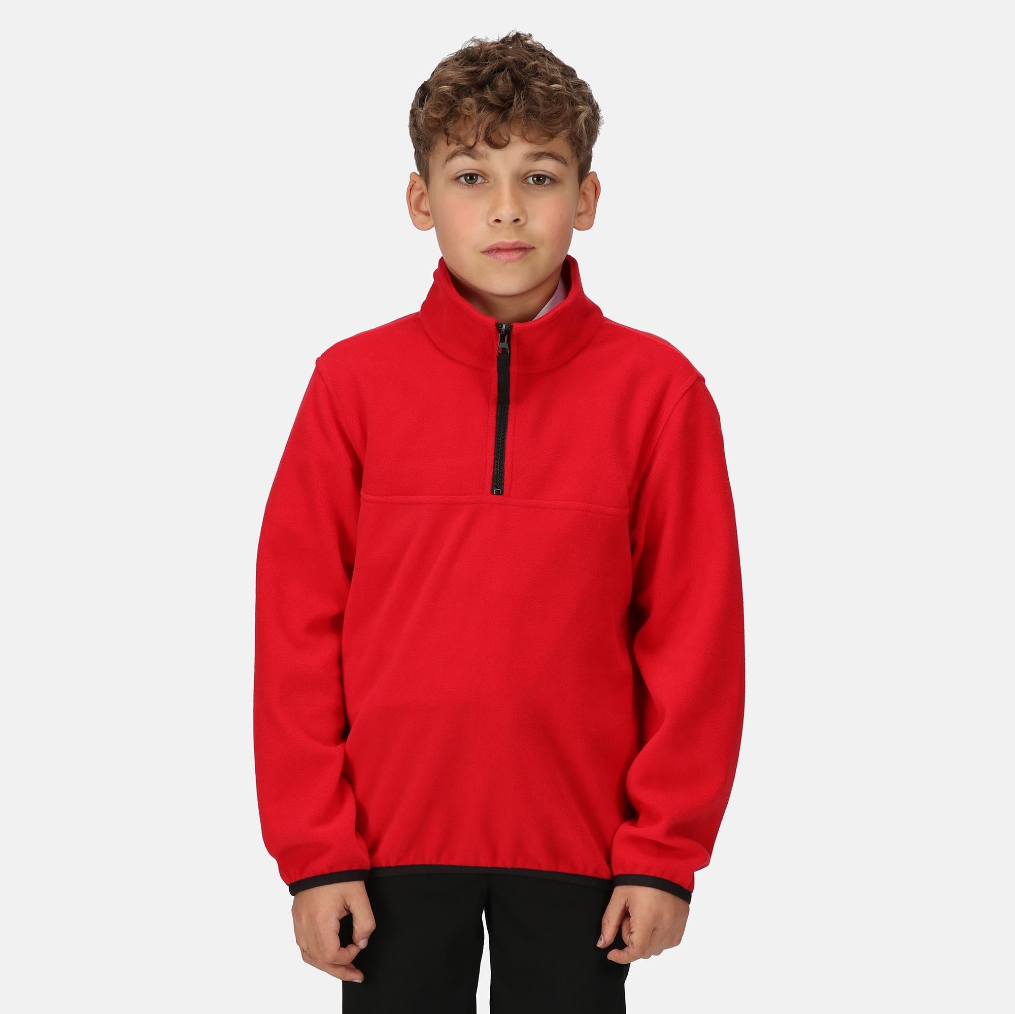 Regatta Junior red kid's warm quick-dry half-zip micro-fleece #TRF679