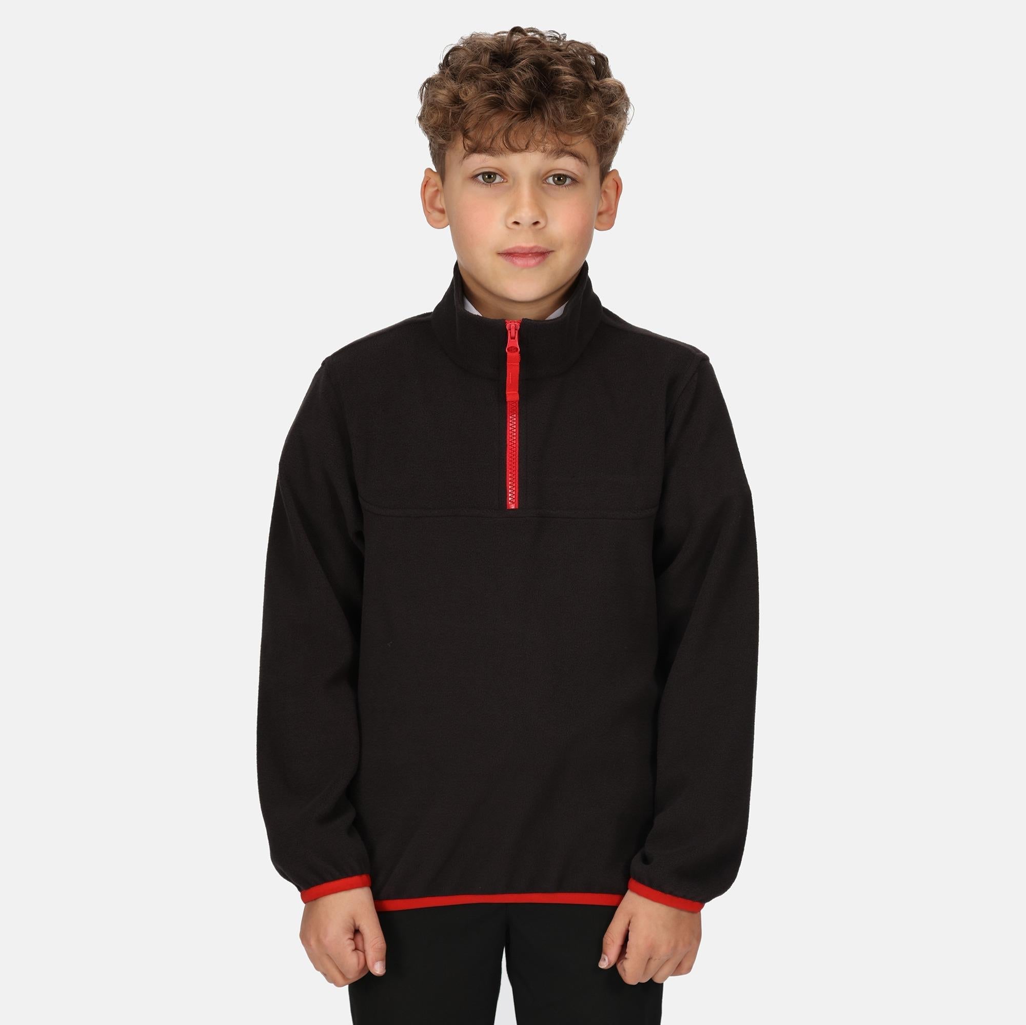 Regatta Junior black kid's warm quick-dry half-zip micro-fleece #TRF679