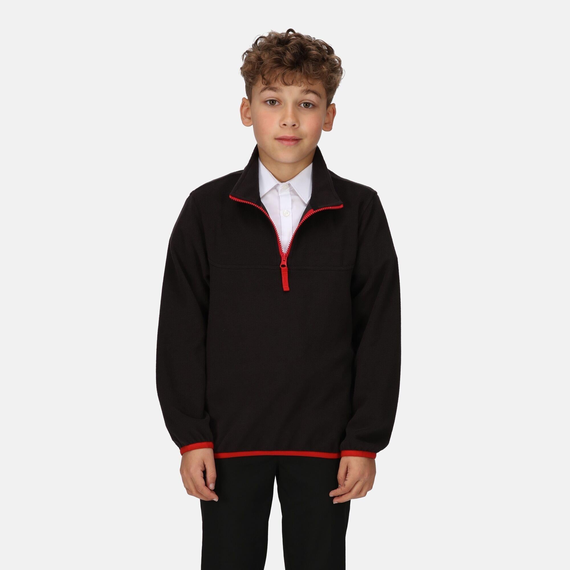 Regatta Junior black kid's warm quick-dry half-zip micro-fleece #TRF679