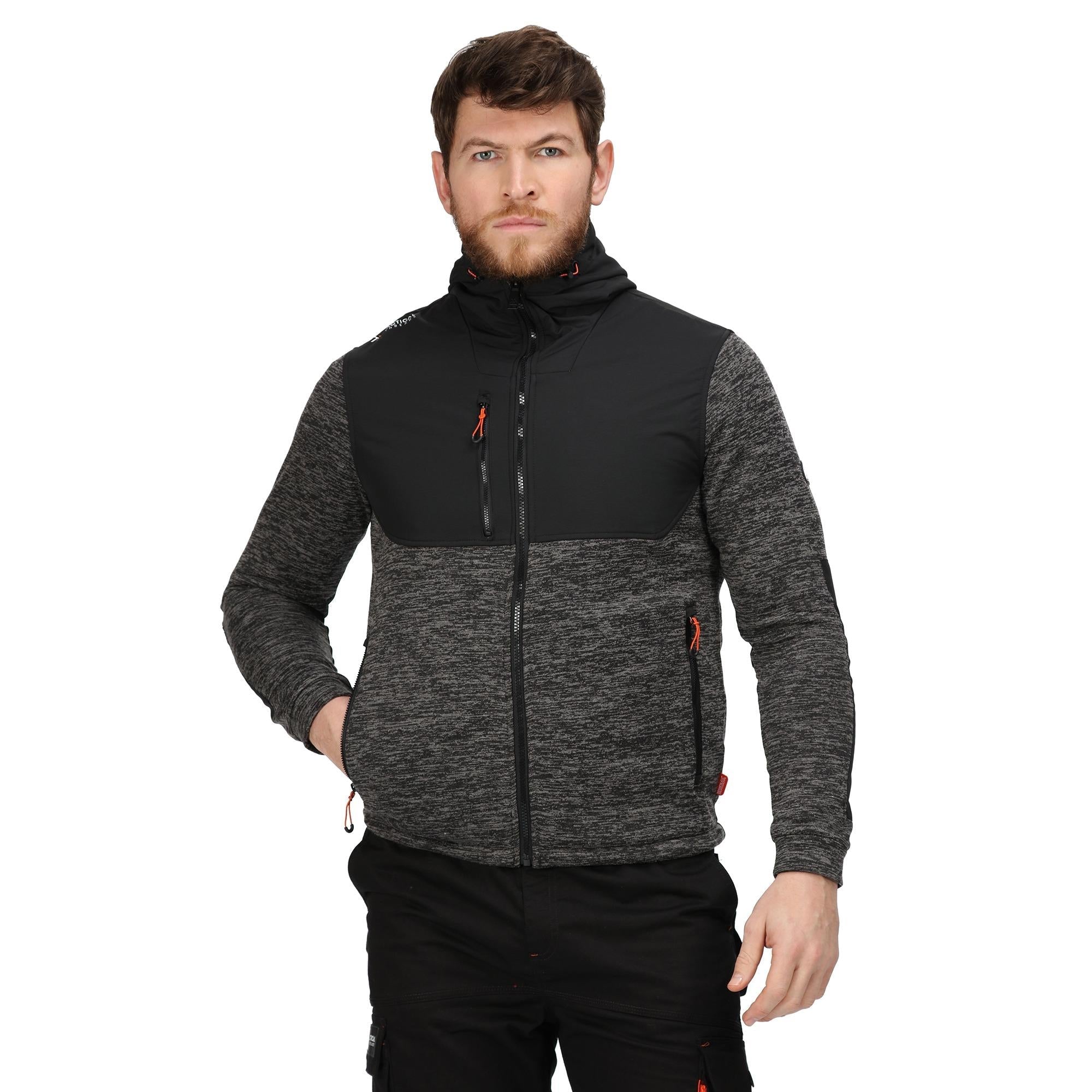 Regatta Tactical Heist ash marl/black men's hooded softshell jacket #TRF624