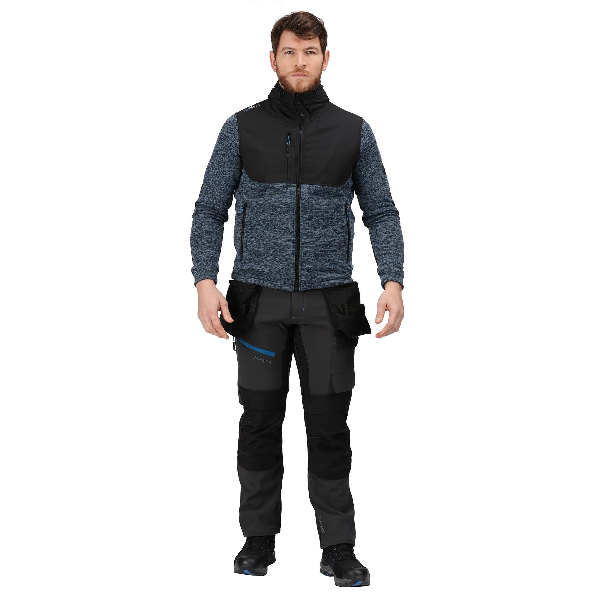 Regatta Tactical Heist blue marl/black men's hooded softshell jacket #TRF624