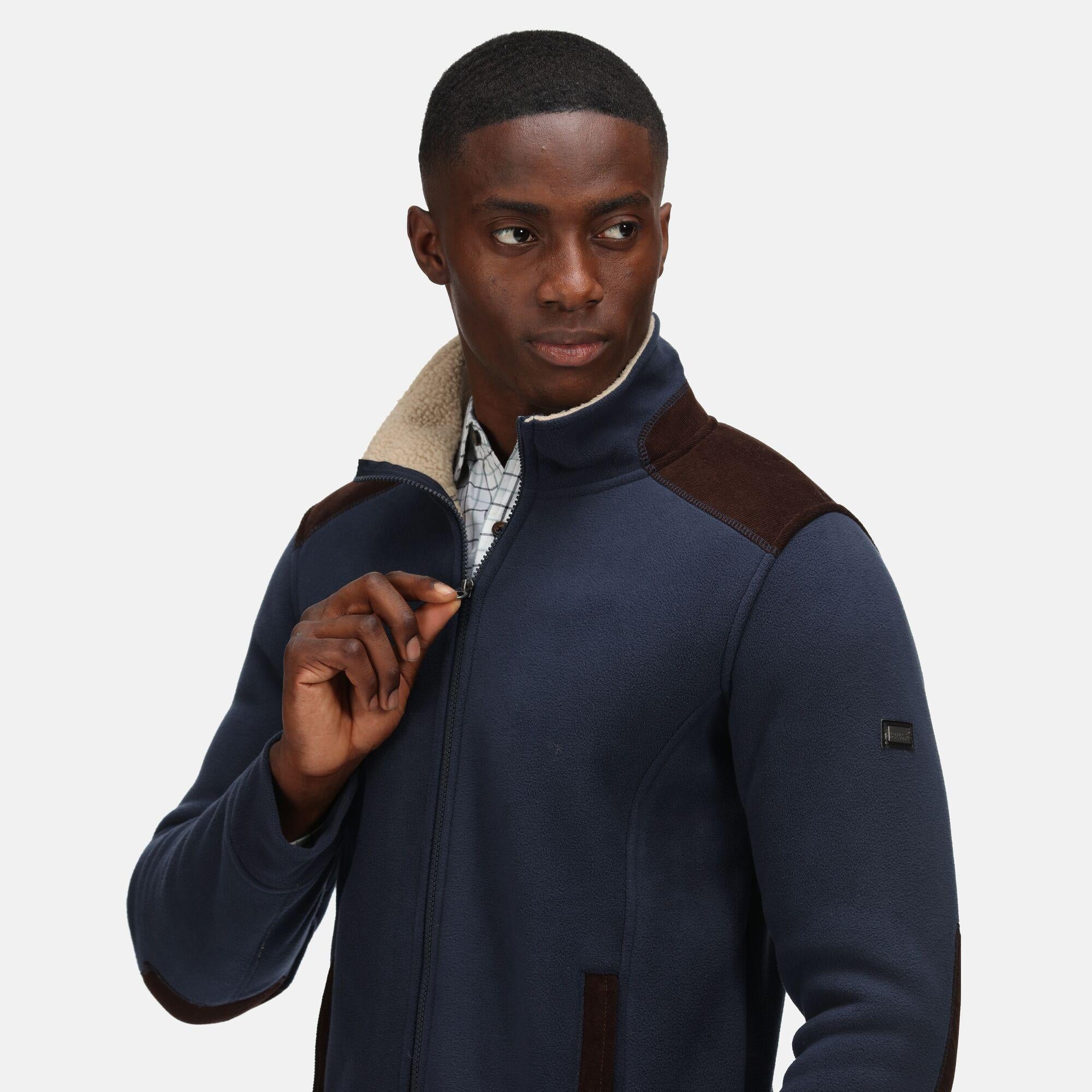 Regatta Faversham navy men's warm-backed heavyweight full-zip fleece #TRF666