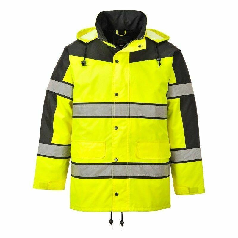 Portwest yellow/black contrast  high-visibility winter waterproof coat #S462