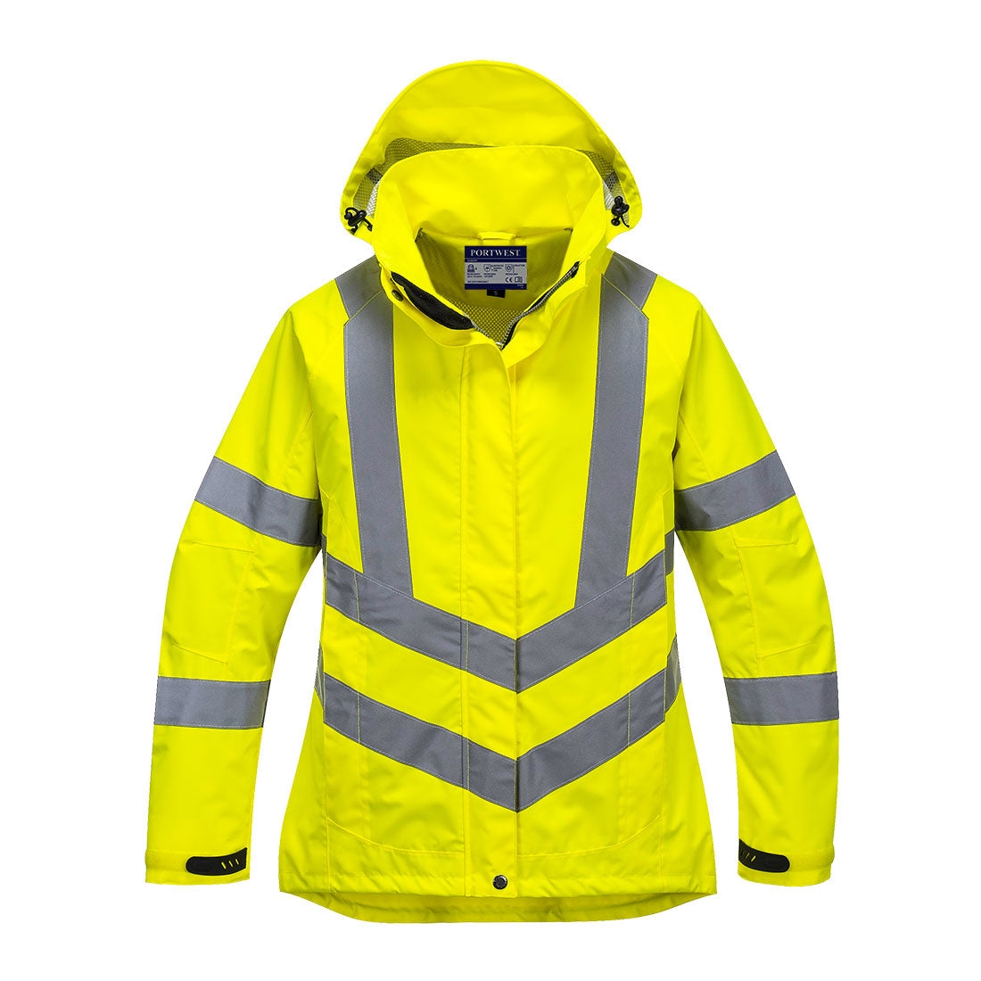 Portwest yellow high-visibility waterproof breathable ladies jacket #LW70