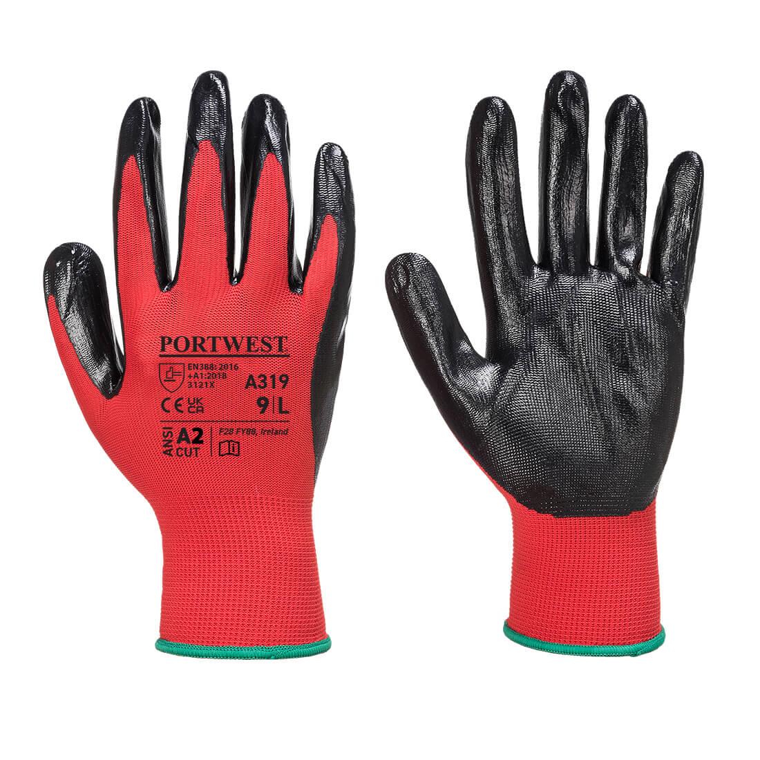 Portwest Flexo-Grip red/black nitrile dipped abrasion resistant work glove #A319