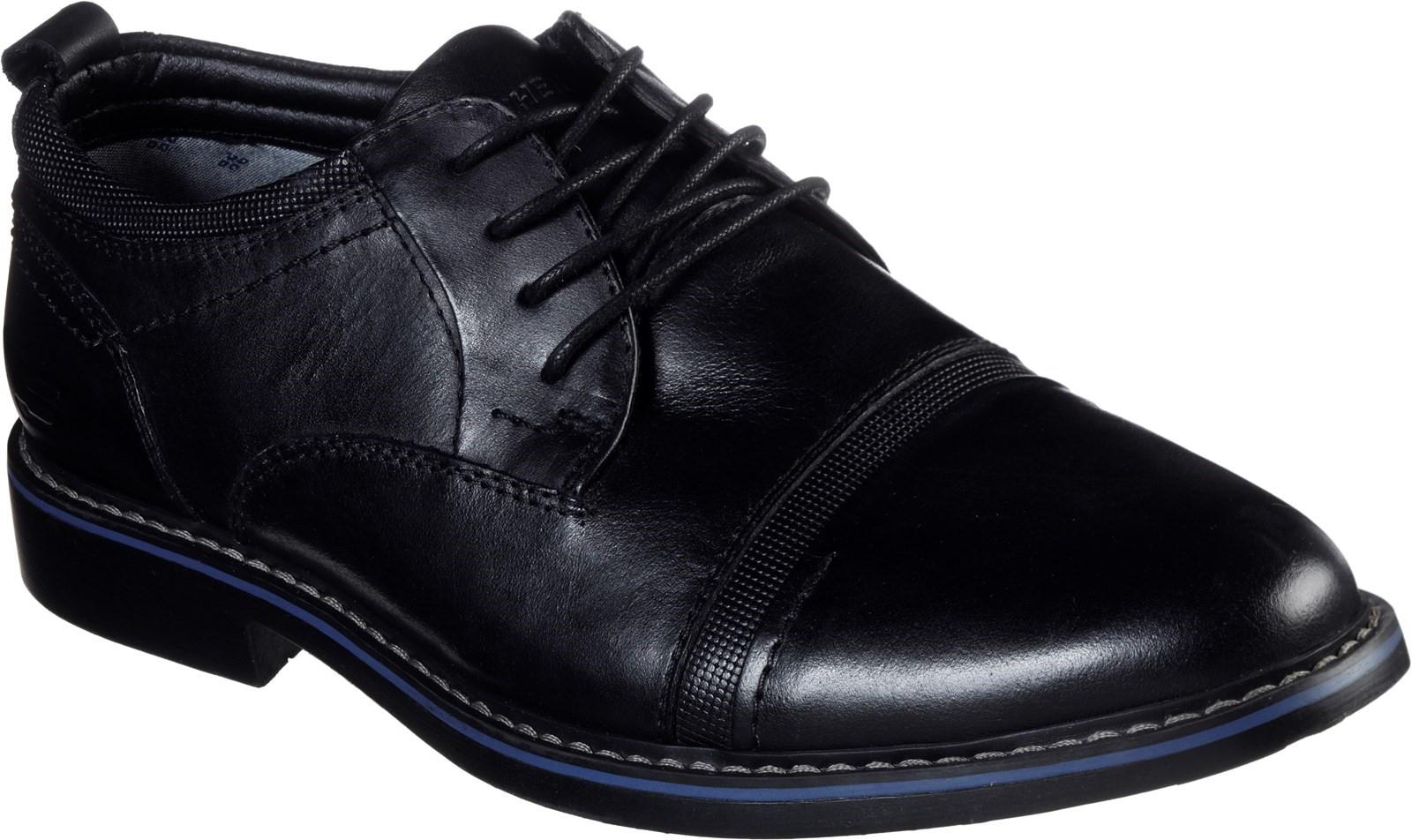 Skechers Bregman Selone black leather memory foam smart formal Oxford shoes