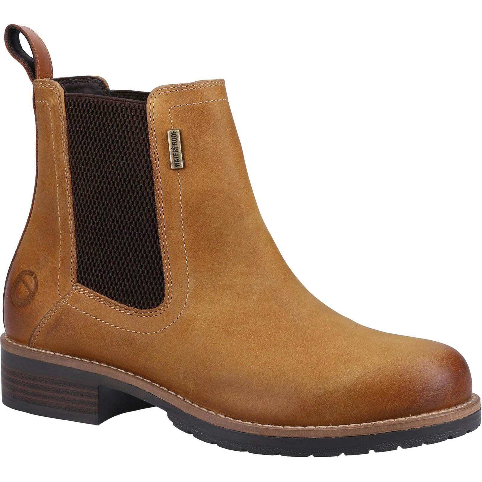 Cotswold Enstone ladies camel tan leather waterproof Chelsea dealer boots