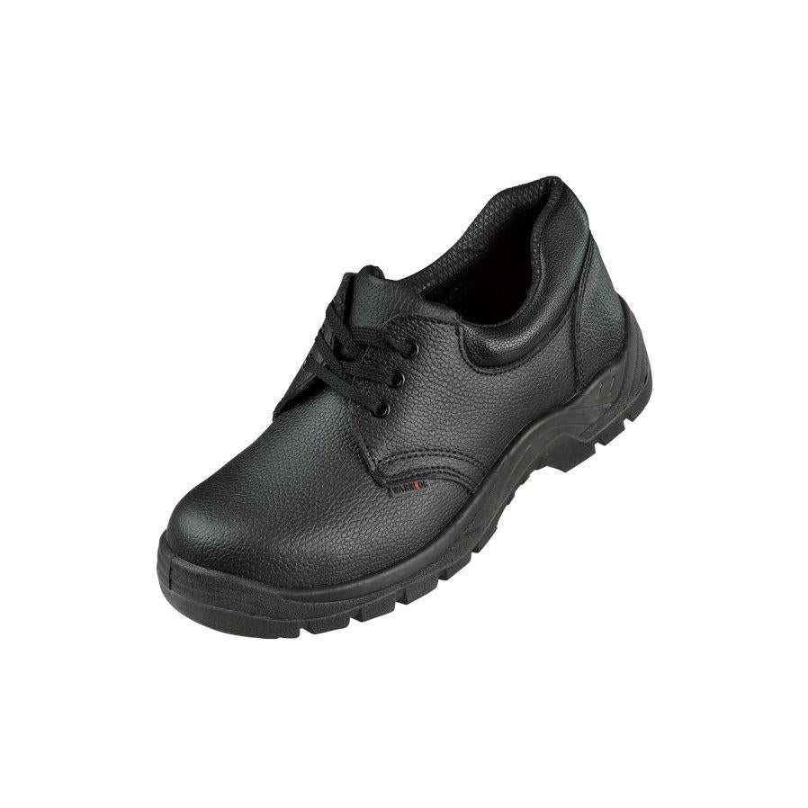 Warrior S1P black leather steel toe-cap/midsole safety work shoe