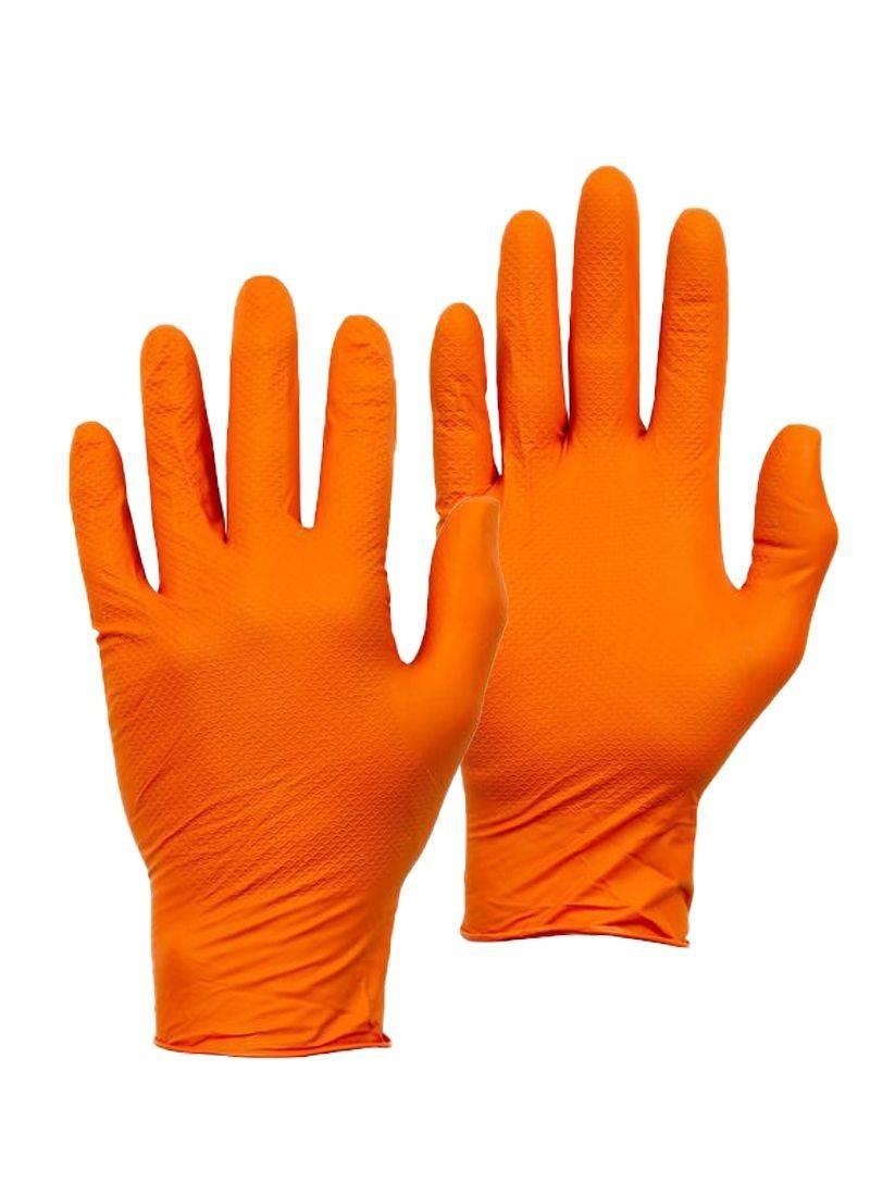 Warrior Fish Grip orange nitrile fish-scale gloves (pack 50 singles) #0117DWGL0