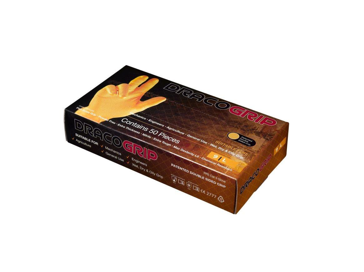 Warrior Fish Grip orange nitrile fish-scale gloves (pack 50 singles) #0117DWGL0