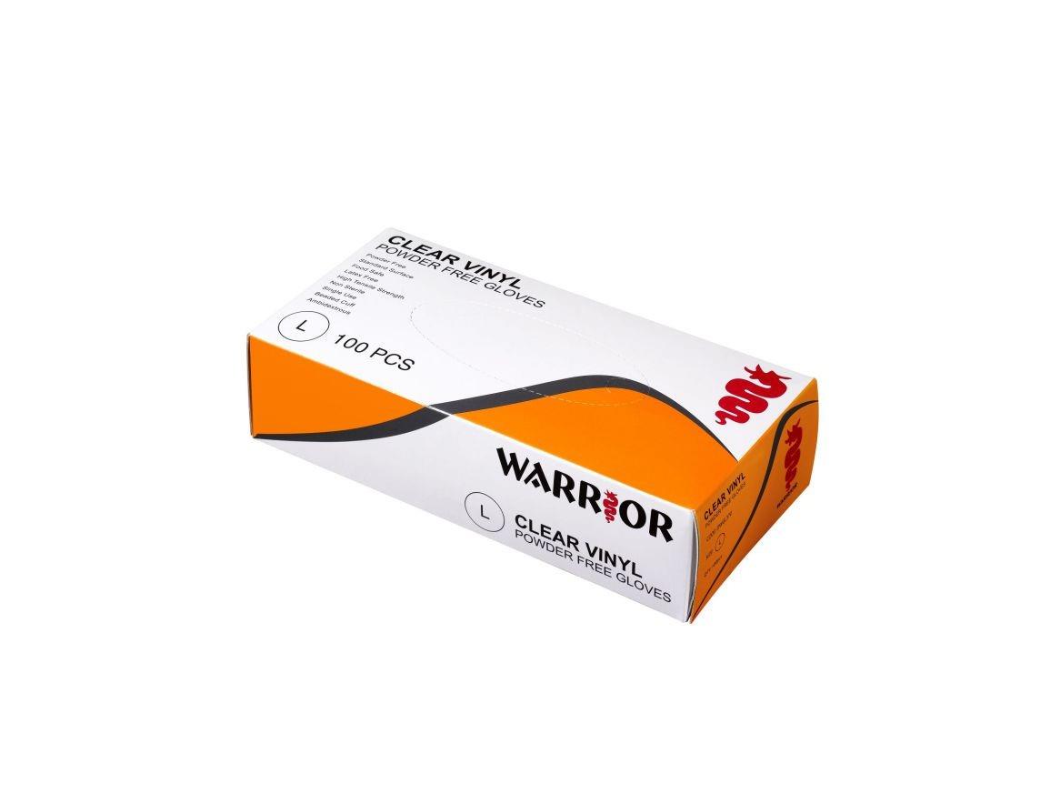 Warrior clear vinyl powder-free disposable gloves (box 100) #0117DWGL370