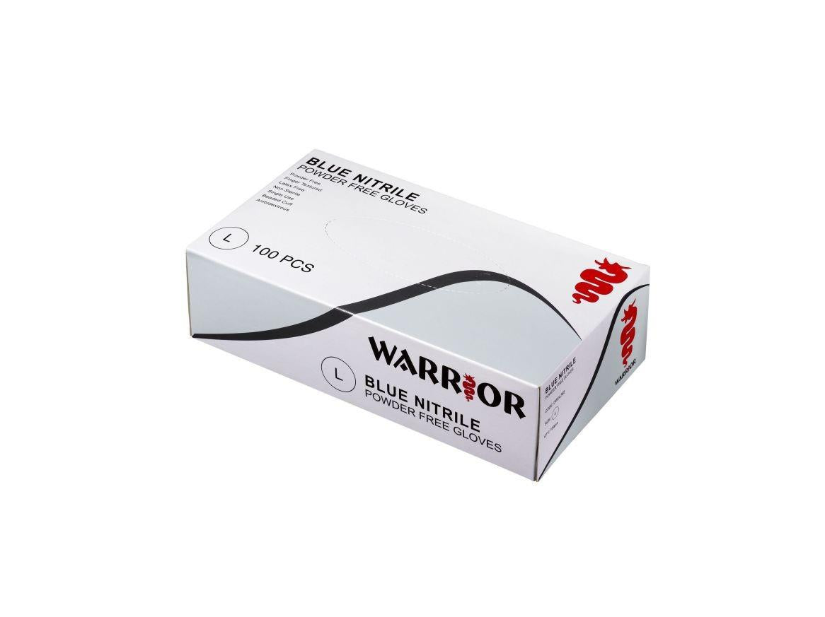 Warrior blue nitrile powder-free disposable gloves (box 100) # 0117DWGL385