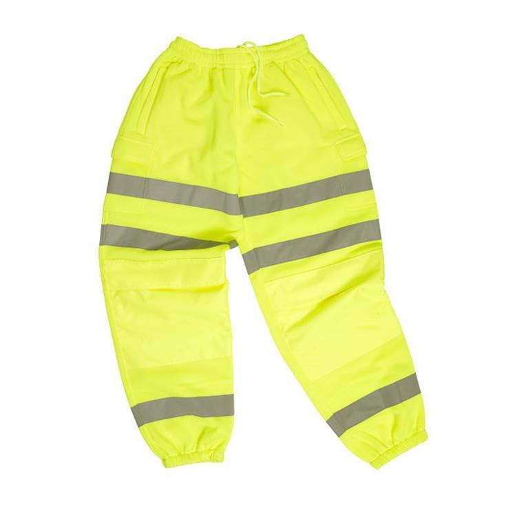 Warrior yellow hi-vis cargo pocket elasticated waist work joggers #0118DWHV02SY
