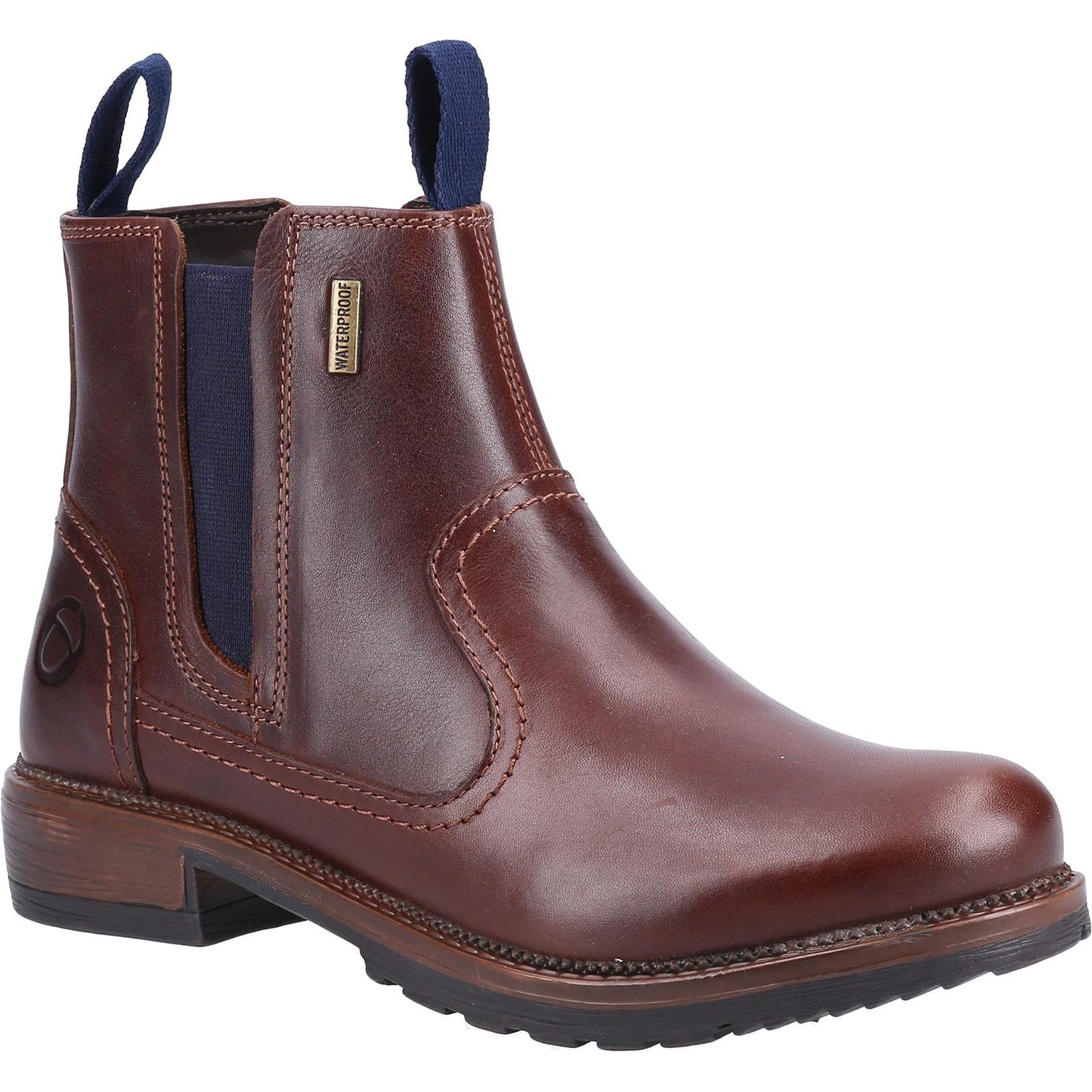 Cotswold Laverton ladies brown/navy memory foam waterproof Chelsea dealer boots