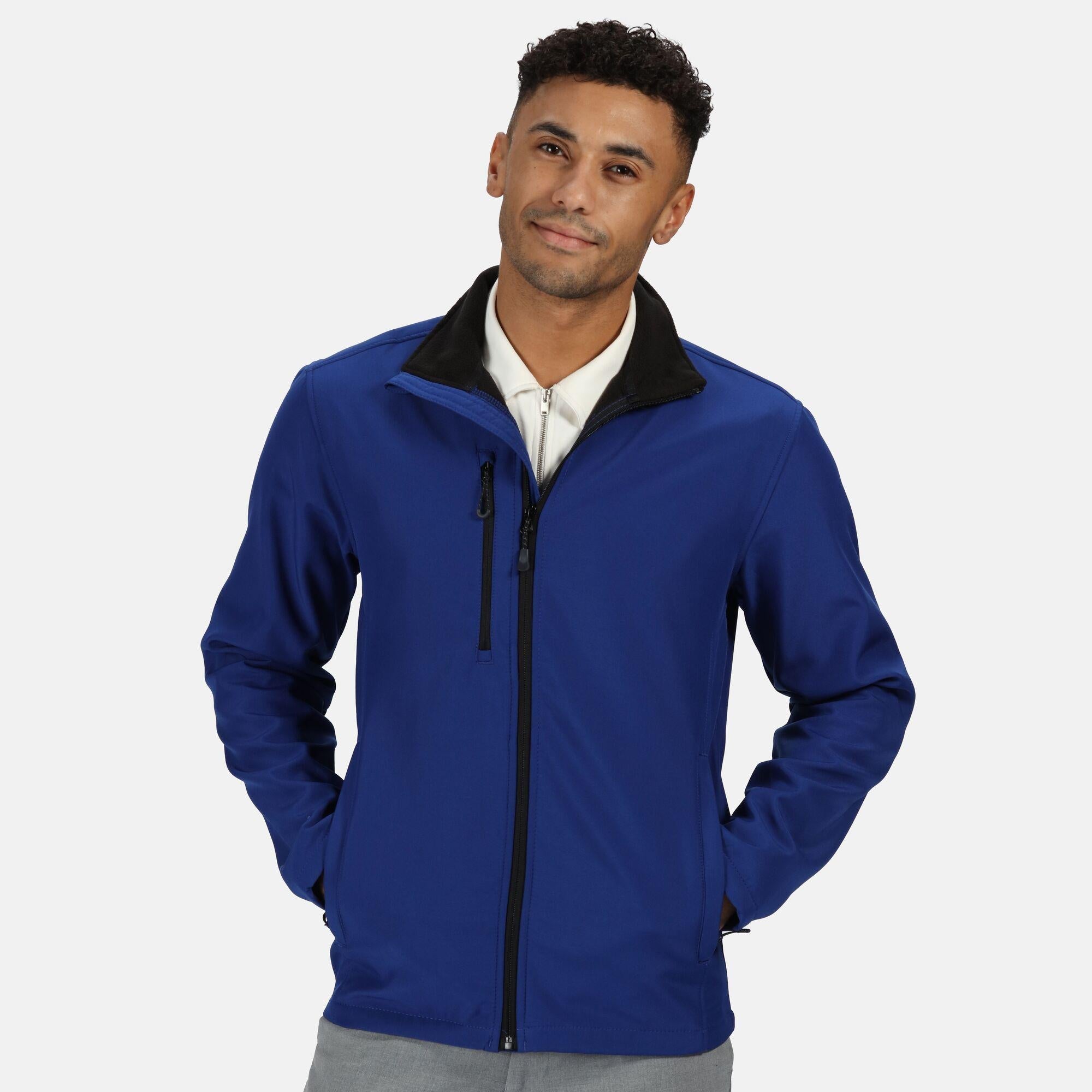 Regatta royal blue men's water-repellent recycled softshell jacket #TRA600