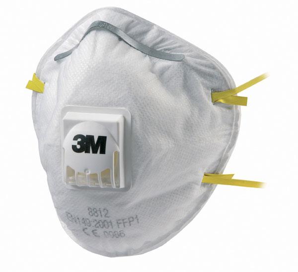 3M 8812 FFP1 valved cup-shaped moulded respirator - pack 10