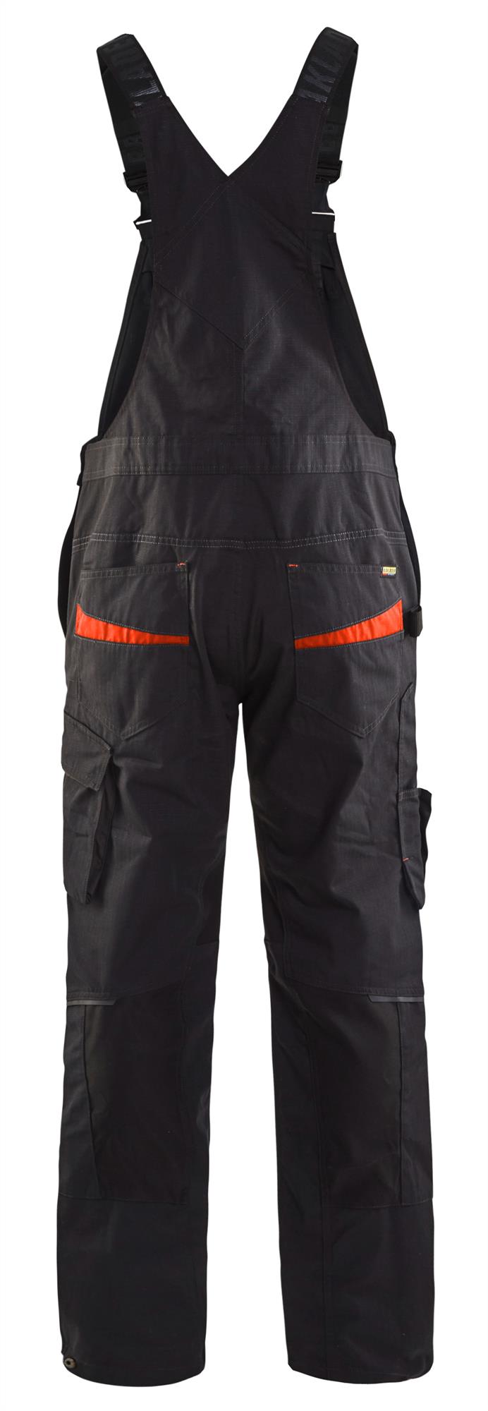 Blaklader black/red stretch cotton/polyester work bib and brace overalls #2695